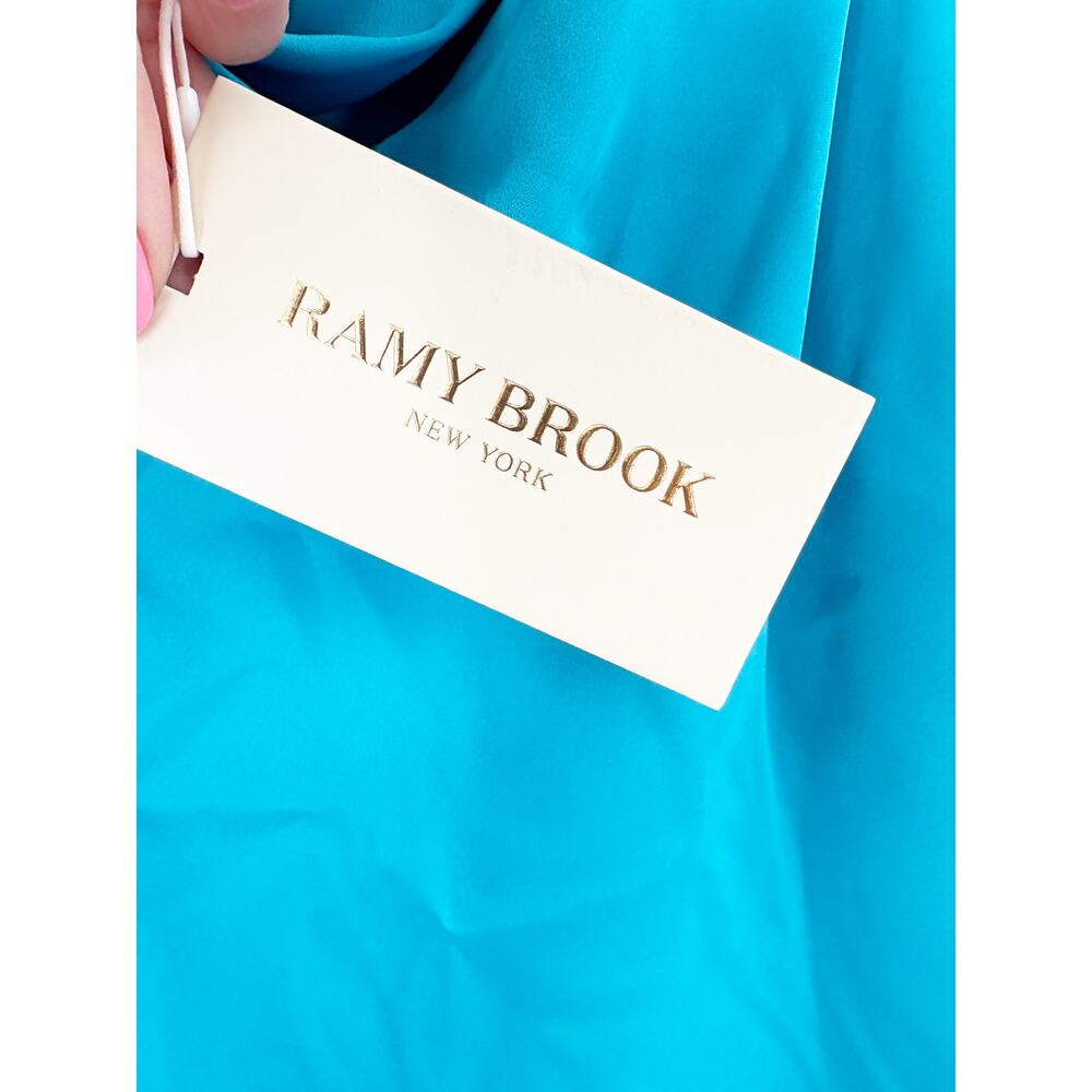 RAMY BROOK Top NEW Size S Abigail Cowl Neck Tank Vibrant Blue $195 Satin - Picture 3 of 6
